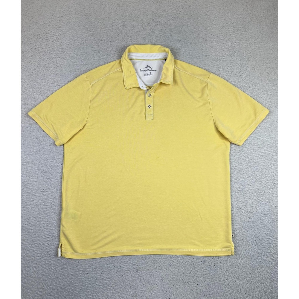 Tommy Bahama Mens XL Yellow Tencel Lyocell Blend Casual Soft Knit Polo Shirt